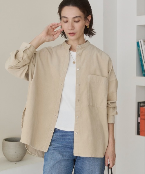 ANGIE(アンジー)の「オーバーサイズ コーデュロイ バンドカラーシャツ / 長袖 / 秋服(シャツ/ブラウス・レディース・アイボリー/ダークブラウン/ブラック・FREE)」の13枚目の写真