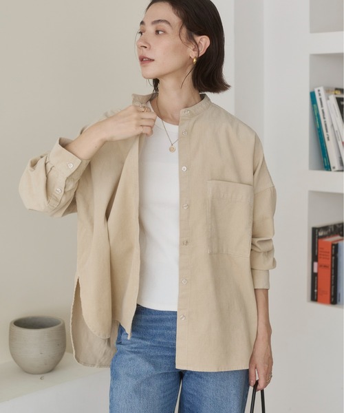 ANGIE(アンジー)の「オーバーサイズ コーデュロイ バンドカラーシャツ / 長袖 / 秋服(シャツ/ブラウス・レディース・アイボリー/ダークブラウン/ブラック・FREE)」の14枚目の写真