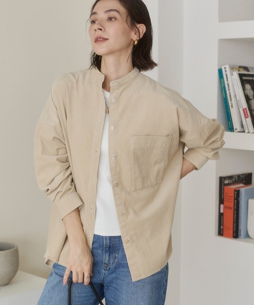 ANGIE(アンジー)の「オーバーサイズ コーデュロイ バンドカラーシャツ / 長袖 / 秋服(シャツ/ブラウス・レディース・アイボリー/ダークブラウン/ブラック・FREE)」の15枚目の写真