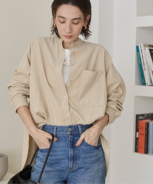 ANGIE(アンジー)の「オーバーサイズ コーデュロイ バンドカラーシャツ / 長袖 / 秋服(シャツ/ブラウス・レディース・アイボリー/ダークブラウン/ブラック・FREE)」の16枚目の写真