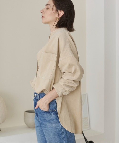 ANGIE(アンジー)の「オーバーサイズ コーデュロイ バンドカラーシャツ / 長袖 / 秋服(シャツ/ブラウス・レディース・アイボリー/ダークブラウン/ブラック・FREE)」の18枚目の写真