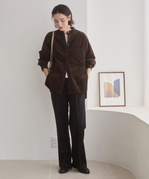 ANGIE(アンジー)の「オーバーサイズ コーデュロイ バンドカラーシャツ / 長袖 / 秋服(シャツ/ブラウス・レディース・アイボリー/ダークブラウン/ブラック・FREE)」の19枚目の写真