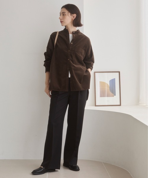 ANGIE(アンジー)の「オーバーサイズ コーデュロイ バンドカラーシャツ / 長袖 / 秋服(シャツ/ブラウス・レディース・アイボリー/ダークブラウン/ブラック・FREE)」の20枚目の写真