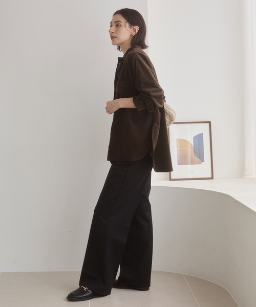 ANGIE(アンジー)の「オーバーサイズ コーデュロイ バンドカラーシャツ / 長袖 / 秋服(シャツ/ブラウス・レディース・アイボリー/ダークブラウン/ブラック・FREE)」の21枚目の写真