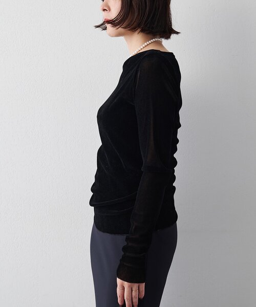 Whim Gazette(ウィムガゼット)の「フロッキーギャザープルオーバー(Tシャツ/カットソー・レディース・チャコールグレー/ブラック/オフホワイト・FREE)」の14枚目の写真