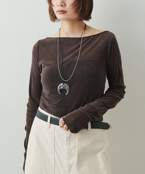 Whim Gazette(ウィムガゼット)の「フロッキーギャザープルオーバー(Tシャツ/カットソー・レディース・チャコールグレー/ブラック/オフホワイト・FREE)」の3枚目の写真