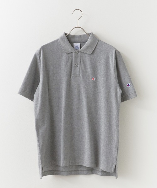 Champion（チャンピオン）の「Champion/チャンピオン ロゴワッペン ベーシック フィッシャーテール 半袖ポロシャツ 2026年 夏 夏服（ポロシャツ・メンズ・グレー/ホワイト・XL）」の2枚目の写真