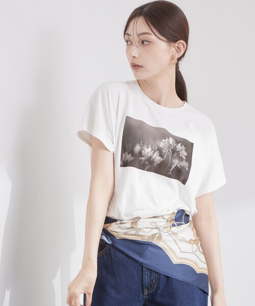 OPAQUE.CLIP(オペークドットクリップ)の「フォトプリントTシャツ【洗濯機OK】(Tシャツ/カットソー・レディース・ブラウン系/チャコールグレー/ホワイト・40/38)」の20枚目の写真