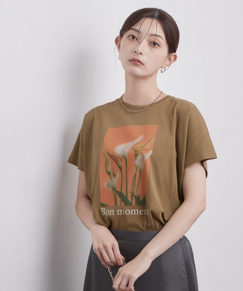 OPAQUE.CLIP(オペークドットクリップ)の「フォトプリントTシャツ【洗濯機OK】(Tシャツ/カットソー・レディース・ブラウン系/チャコールグレー/ホワイト・40/38)」の12枚目の写真