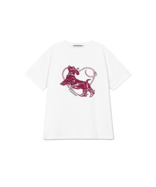 SUNBURNPROJECT(サンバーンプロジェクト)の「HEART DOG OVERFIT T-SHIRT, WHITE(Tシャツ/カットソー・レディース・その他・FREE)」の1枚目の写真