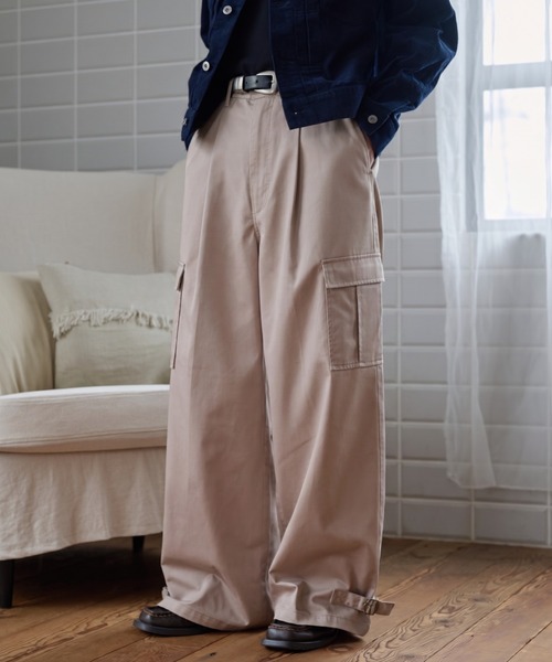 sedacle(セダクル)の「Wide Cargo Chino Pants/ワイドカーゴチノパンツ(チノパンツ・メンズ・ベージュ/ブラック・MEDIUM/LARGE/SMALL)」の3枚目の写真