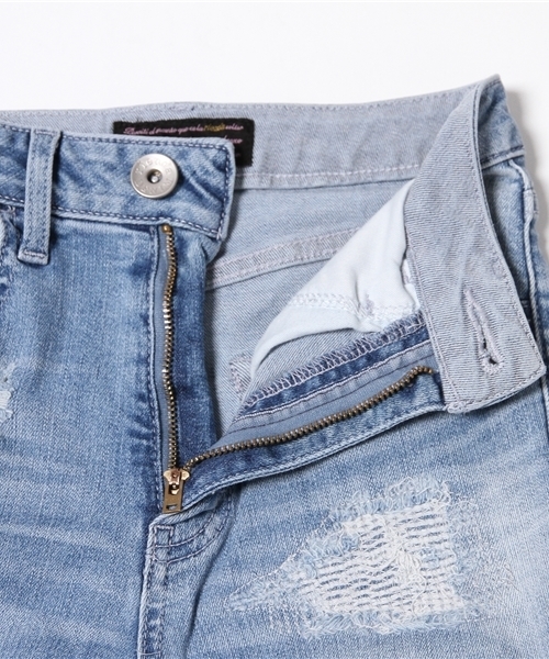 rienda（リエンダ）の「クラッシュリペアJ/W DENIMパギンス（デニムパンツ・レディース・ホワイト/ブルー・26inch/25inch/24inch）」の15枚目の写真