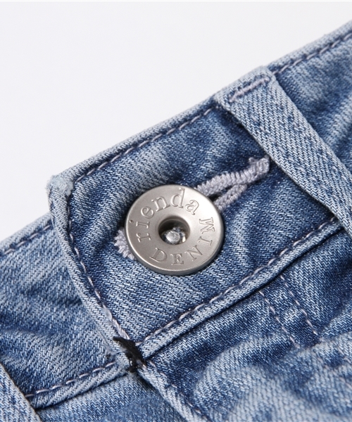 rienda（リエンダ）の「クラッシュリペアJ/W DENIMパギンス（デニムパンツ・レディース・ホワイト/ブルー・26inch/25inch/24inch）」の5枚目の写真