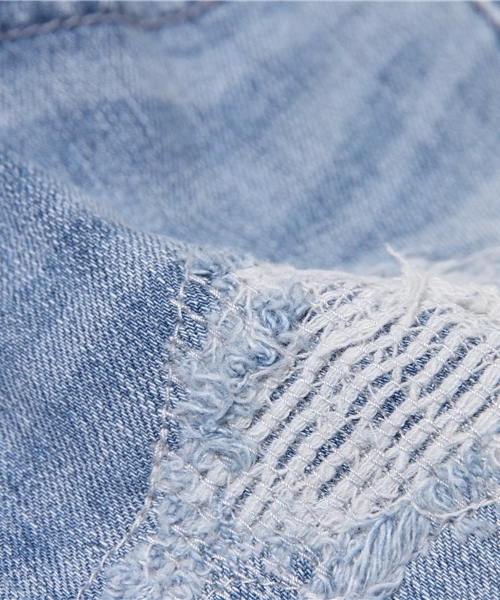 rienda（リエンダ）の「クラッシュリペアJ/W DENIMパギンス（デニムパンツ・レディース・ホワイト/ブルー・26inch/25inch/24inch）」の7枚目の写真