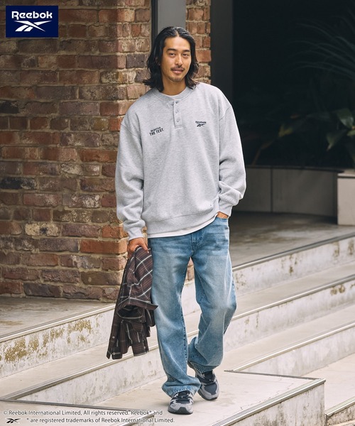 Reebok / リーボック 別注 ダブルロゴ刺繍 ワイドシルエット ヘンリー