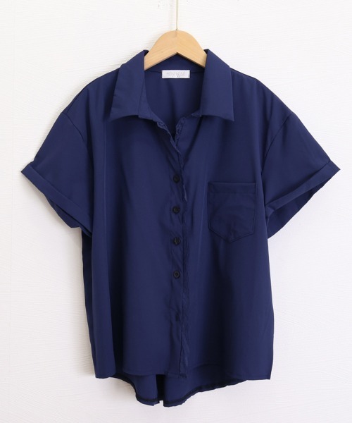 Miniministore(ミニミニストア)の「シャツブラウス 襟付き 半袖 レディース(シャツ/ブラウス・レディース・ホワイト/ネイビー・FREE)」の16枚目の写真