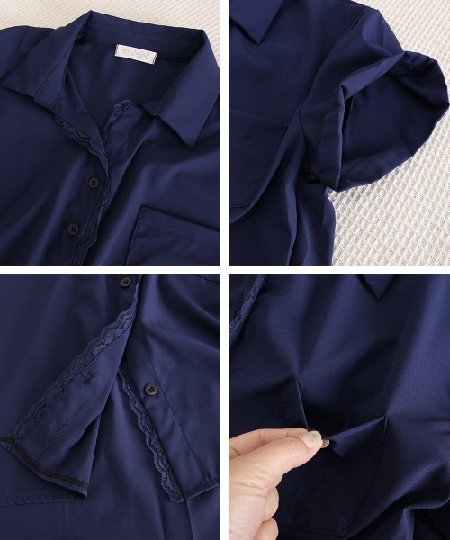 Miniministore(ミニミニストア)の「シャツブラウス 襟付き 半袖 レディース(シャツ/ブラウス・レディース・ホワイト/ネイビー・FREE)」の19枚目の写真