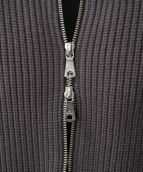 MAISON SPECIAL（メゾンスペシャル）の「《UNISEX》ハンドステッチプライムオーバー襟付きジップカーディガン/Hand Stitch Prime-Over Collared Zip-up Cardigan【MAISON SPECIAL/メゾンスペシャル】（カーディガン/ボレロ・メンズ・チャコールグレー/パープル/レッド/ブラック・0/1/2）」の9枚目の写真