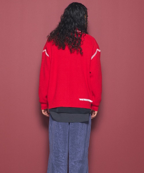 MAISON SPECIAL（メゾンスペシャル）の「《UNISEX》ハンドステッチプライムオーバー襟付きジップカーディガン/Hand Stitch Prime-Over Collared Zip-up Cardigan【MAISON SPECIAL/メゾンスペシャル】（カーディガン/ボレロ・メンズ・チャコールグレー/パープル/レッド/ブラック・0/1/2）」の21枚目の写真