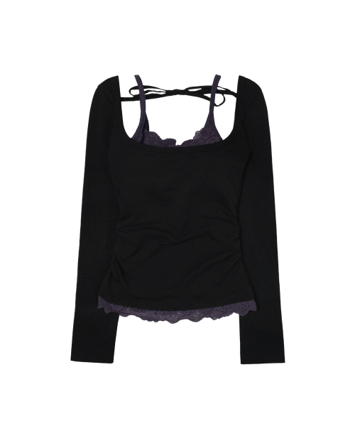 FANCY CLUB（ファンシークラブ）の「レースレイヤード ロングスリーブ (ブラック) F26ZB522（Tシャツ/カットソー・レディース・その他・FREE）」の7枚目の写真