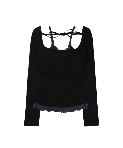 FANCY CLUB（ファンシークラブ）の「レースレイヤード ロングスリーブ (ブラック) F26ZB522（Tシャツ/カットソー・レディース・その他・FREE）」の8枚目の写真