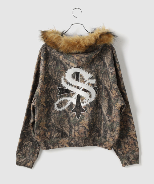 SUPPLIER(サプライヤー)の「SUPPLIER / サプライヤー Camo Faux Fur Cross Zip Hoodie(パーカー・メンズ・カーキ・LARGE/MEDIUM)」の4枚目の写真