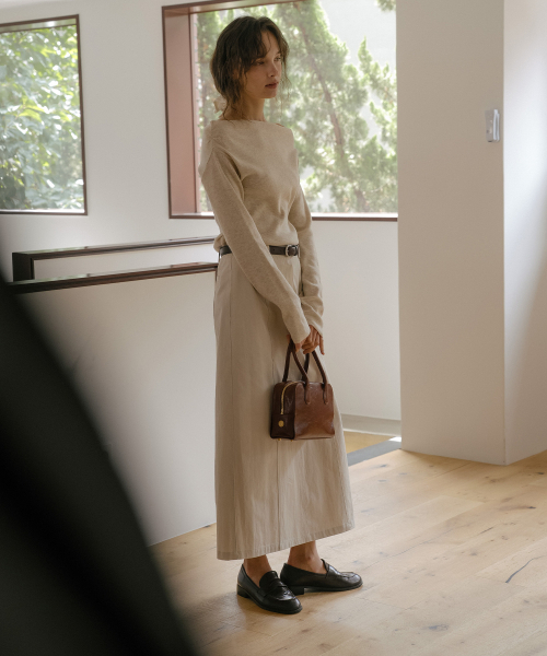 TILL I DIE（ティルアイダイ）の「Bio wash cotton maxi skirt [TIFA06SK03]_Light beige（スカート・レディース・オートミール・SMALL/MEDIUM）」の2枚目の写真