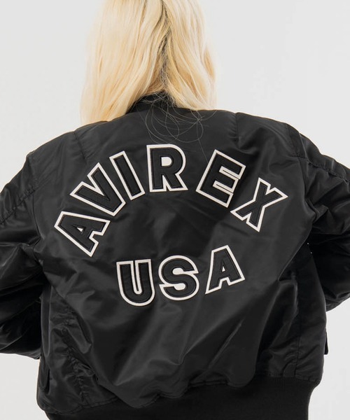 AVIREX(アヴィレックス)の「AVIREX -MA-1 COMMERCIAL LOGO(ナイロンジャケット・メンズ・ブラック/セージグリーン・XL/M/L)」の2枚目の写真