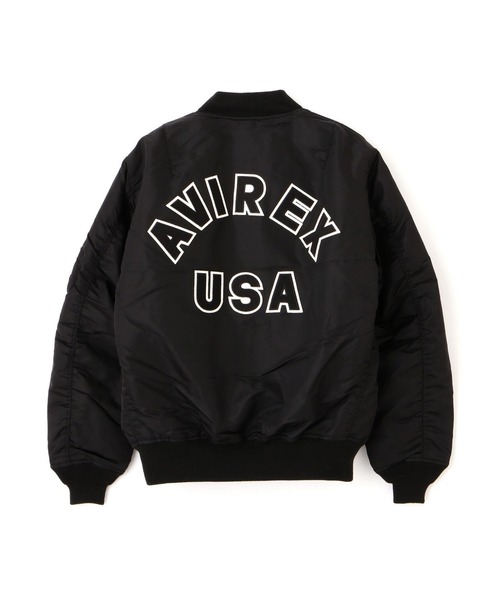 AVIREX(アヴィレックス)の「AVIREX -MA-1 COMMERCIAL LOGO(ナイロンジャケット・メンズ・ブラック/セージグリーン・XL/M/L)」の3枚目の写真