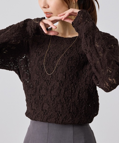 ROPE' PICNIC(ロペピクニック)の「総レースメロートップス(Tシャツ/カットソー・レディース・ホワイト/ブラック/ダークブラウン・FREE)」の3枚目の写真