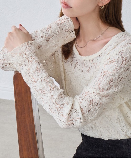 ROPE' PICNIC(ロペピクニック)の「総レースメロートップス(Tシャツ/カットソー・レディース・ホワイト/ブラック/ダークブラウン・FREE)」の2枚目の写真