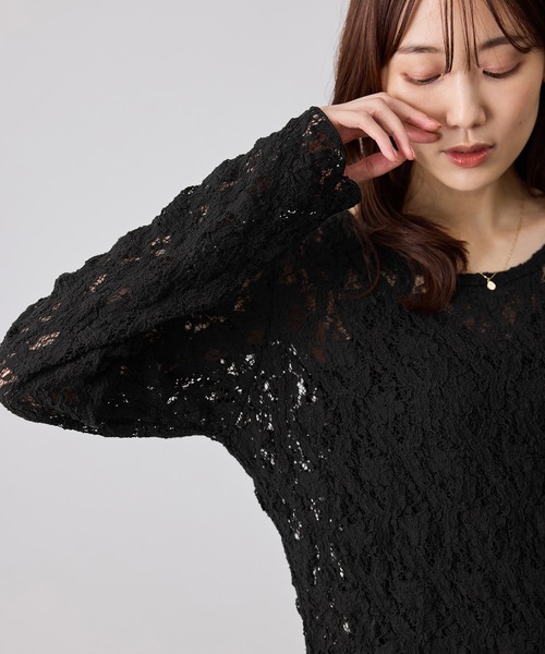 ROPE' PICNIC(ロペピクニック)の「総レースメロートップス(Tシャツ/カットソー・レディース・ホワイト/ブラック/ダークブラウン・FREE)」の1枚目の写真