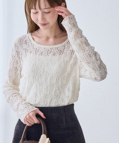 ROPE' PICNIC(ロペピクニック)の「総レースメロートップス(Tシャツ/カットソー・レディース・ホワイト/ブラック/ダークブラウン・FREE)」の9枚目の写真
