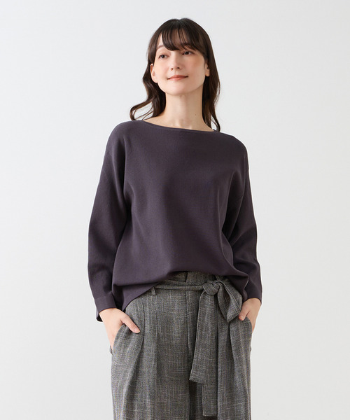 LOGEMENT DE CLAIRE(ロジュモンドクレール)の「ボートネックプルオーバー(ニット/セーター・レディース・ライトベージュ/スミクロ/グレー系その他/ブラウン系その他・FREE)」の2枚目の写真