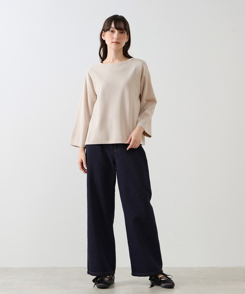 LOGEMENT DE CLAIRE(ロジュモンドクレール)の「ボートネックプルオーバー(ニット/セーター・レディース・ライトベージュ/スミクロ/グレー系その他/ブラウン系その他・FREE)」の5枚目の写真