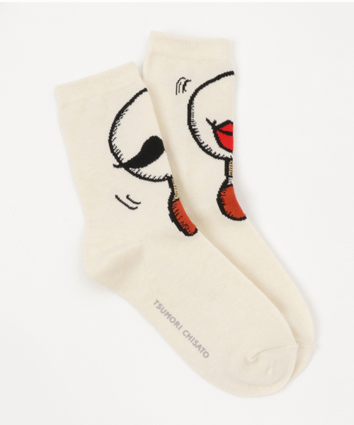 TSUMORI CHISATO（ツモリチサト）の「ﾂｲﾝｽﾞｿｯｸｽ（ソックス/靴下・レディース・カーキ/オフホワイト/ブラック/レッド・フリー）」の2枚目の写真