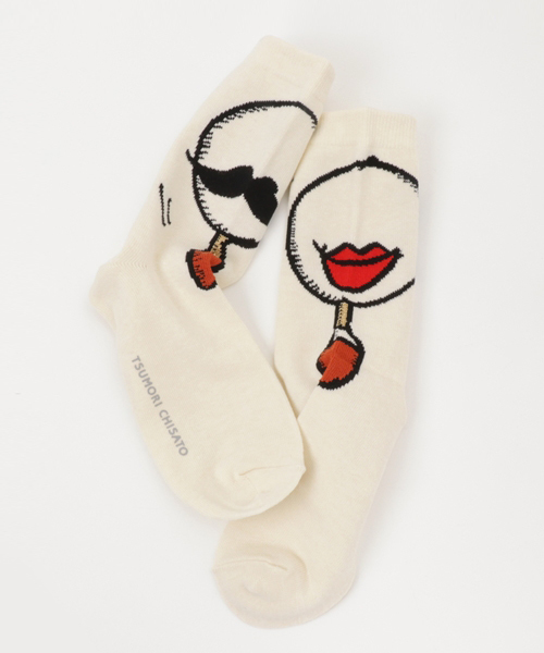 TSUMORI CHISATO（ツモリチサト）の「ﾂｲﾝｽﾞｿｯｸｽ（ソックス/靴下・レディース・カーキ/オフホワイト/ブラック/レッド・フリー）」の5枚目の写真