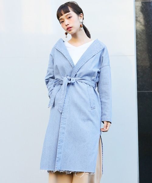 Lowrys Farm ローリーズファーム の ｃｏｎｅデニムガウンコート その他アウター Wear