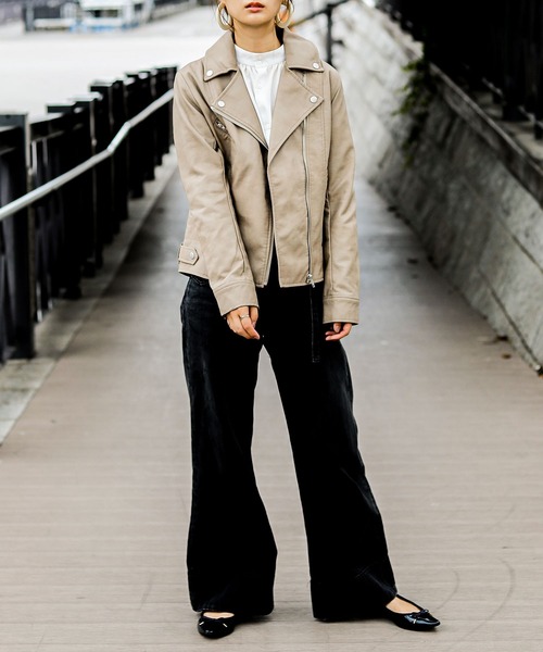 ベージュ レザーダブルライダースジャケット 楽天市場】【中古】サイレンス SILENCE ゴートスエード レザー