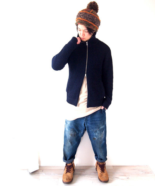 BEATJIVE(ビートジャイブ)の「マルチカラーローゲージボンボンニット帽(ニットキャップ/ビーニー・メンズ・ブラウン/ブラック/ネイビー・FREE)」の13枚目の写真