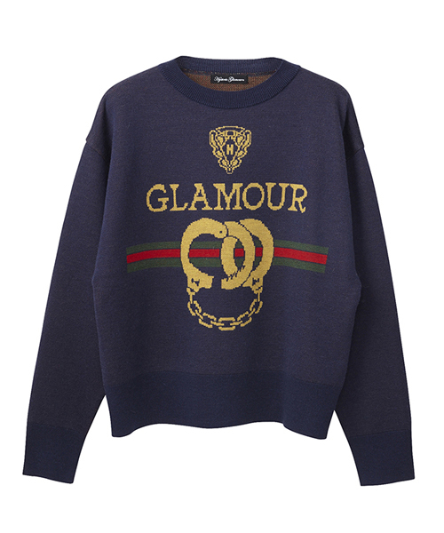 HYSTERIC GLAMOUR（ヒステリックグラマー）の「HYS HANDCUFFジャカード プルオーバー（ニット/セーター・レディース・ネイビー/グレー/ブラック・FREE）」の3枚目の写真