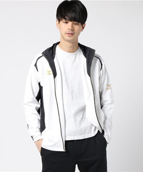 Mizuno ジップアップジャケット ホワイト/ブラック/ゴールド Mizuno ジップアップジャケット ホワイト/ブラック/ゴールド