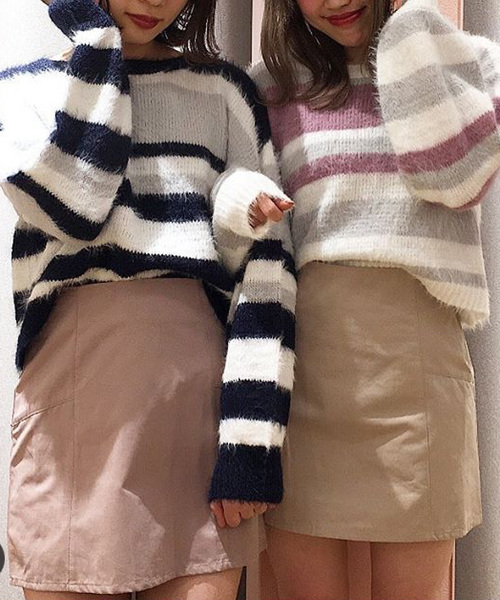 archives(アルシーヴ)の「テンタッチマルチボーダープルオーバー(ニット/セーター・レディース・ネイビー/オフホワイト/ピンク・MEDIUM)」の10枚目の写真