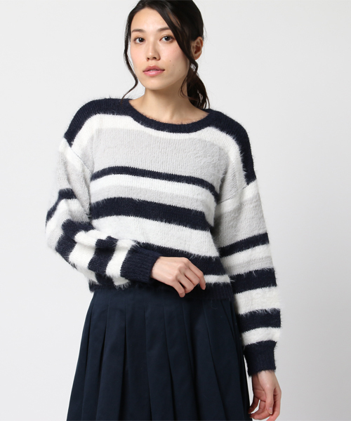 archives(アルシーヴ)の「テンタッチマルチボーダープルオーバー(ニット/セーター・レディース・ネイビー/オフホワイト/ピンク・MEDIUM)」の2枚目の写真