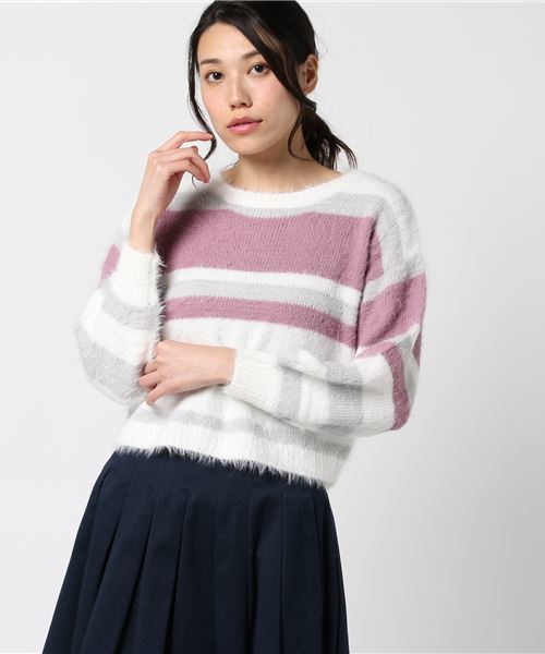 archives(アルシーヴ)の「テンタッチマルチボーダープルオーバー(ニット/セーター・レディース・ネイビー/オフホワイト/ピンク・MEDIUM)」の1枚目の写真