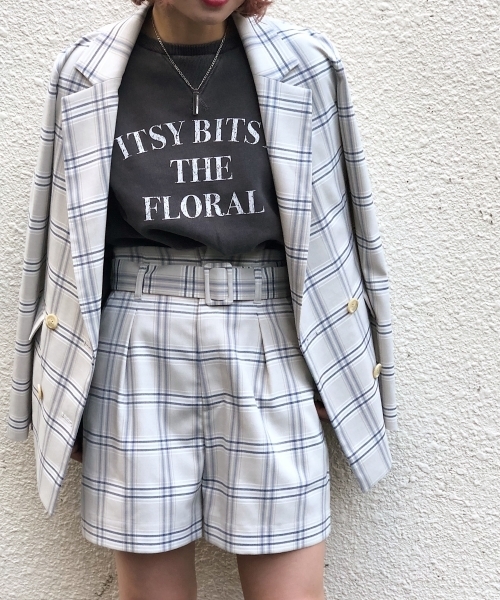 PAGEBOY（ページボーイ）の「チェック・無地　共布ベルト付ショートパンツ（その他パンツ・レディース・ブラック/グレー系その他/ブルー系その他/ライトピンク・FREE）」の3枚目の写真