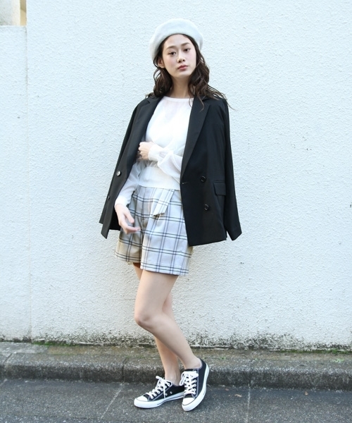 PAGEBOY（ページボーイ）の「チェック・無地　共布ベルト付ショートパンツ（その他パンツ・レディース・ブラック/グレー系その他/ブルー系その他/ライトピンク・FREE）」の7枚目の写真