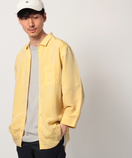 GLOBAL WORK（グローバルワーク）の「リネンレーヨンシャツ7分袖/780177（シャツ/ブラウス・メンズ・ホワイト/イエロー/ブルー系その他6/レッド系その他6/ダークブルー・SMALL/MEDIUM/LARGE/X-LARGE）」の4枚目の写真