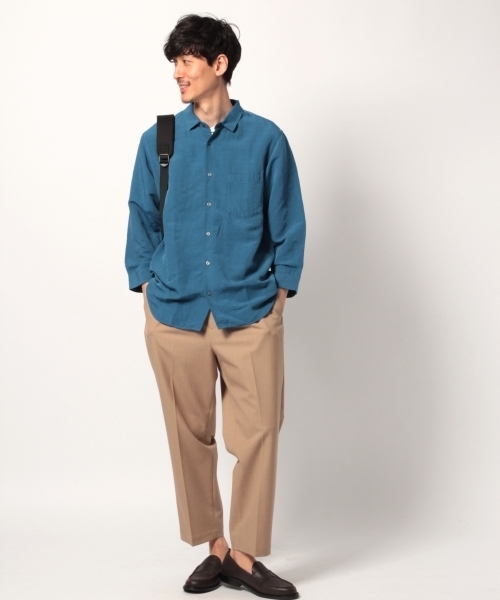 GLOBAL WORK（グローバルワーク）の「リネンレーヨンシャツ7分袖/780177（シャツ/ブラウス・メンズ・ホワイト/イエロー/ブルー系その他6/レッド系その他6/ダークブルー・SMALL/MEDIUM/LARGE/X-LARGE）」の13枚目の写真