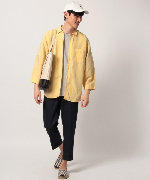 GLOBAL WORK（グローバルワーク）の「リネンレーヨンシャツ7分袖/780177（シャツ/ブラウス・メンズ・ホワイト/イエロー/ブルー系その他6/レッド系その他6/ダークブルー・SMALL/MEDIUM/LARGE/X-LARGE）」の21枚目の写真